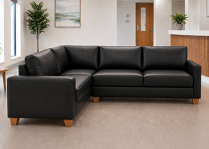 Endura Sofa finished in Black Vinyl in a 3+1 configuration