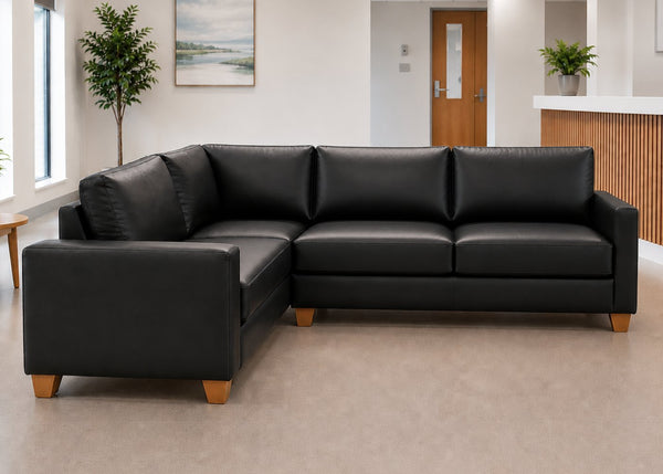 Endura Sofa finished in Black Vinyl in a 3+1 configuration