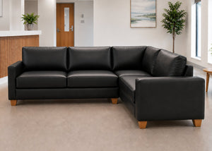 Endura Sofa finished in Black Vinyl in a 3+1 configuration