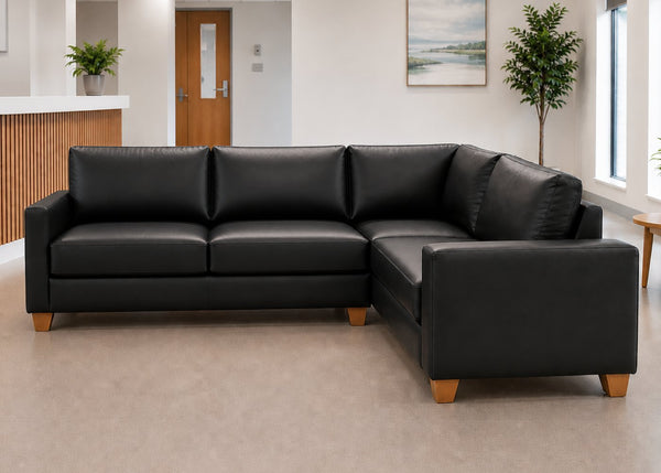 Endura Sofa finished in Black Vinyl in a 3+1 configuration