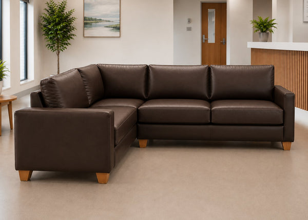 Endura Sofa finished in Chocolate Vinyl in a 3+1 configuration