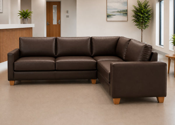Endura Sofa finished in Chocolate Vinyl in a 3+1 configuration