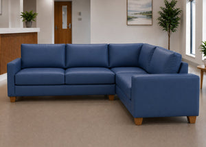 Endura Sofa finished in Blue Vinyl in a 3+1 configuration