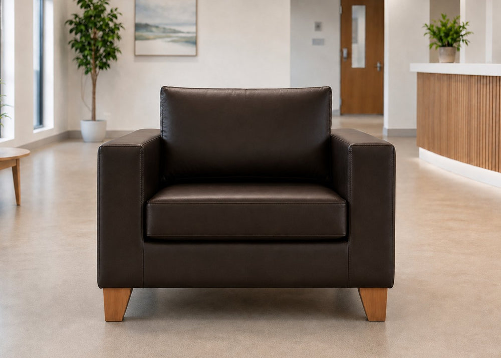 Endura Armchair finished in Chocolate Vinyl