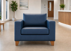 Endura Armchair finished in Blue Vinyl