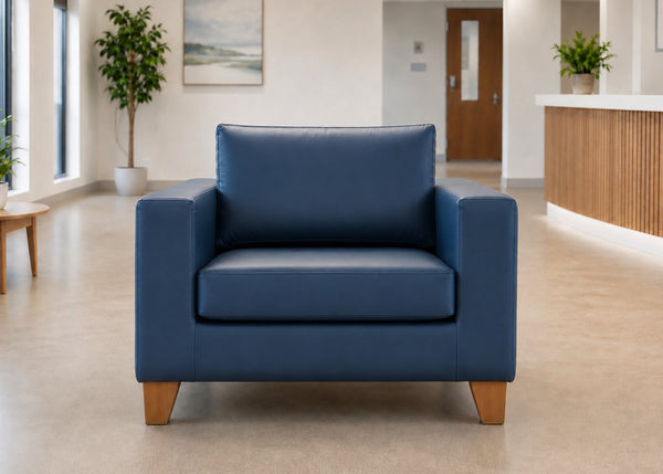 Endura Armchair finished in Blue Vinyl