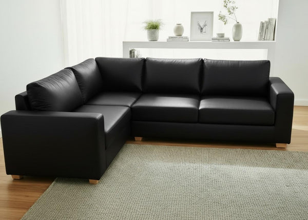 Endura Sofa finished in Black Vinyl in a 3+1 configuration