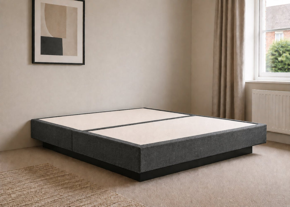 Floating Bed Base in Light Grey Finish