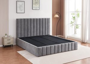 Heavy Duty Grey Ottoman Bed in Super King Size in Chenille Fabric