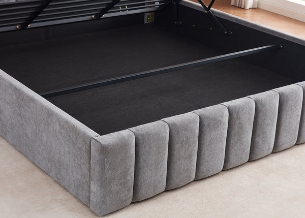 Heavy Duty Grey Ottoman Bed Chenille Footboard