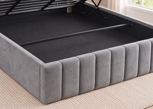 Heavy Duty Grey Ottoman Bed Chenille Footboard