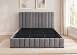 Heavy Duty Grey Ottoman Bed in Super King Size | Reinforced Metal Slats
