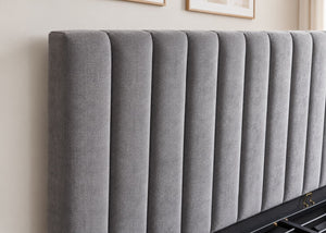 Heavy Duty Grey Ottoman Bed Chenille Headboard with Vertical Lined Pattern
