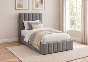 Heavy Duty Grey Ottoman Bed in Single Size 