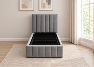 Heavy Duty Single Ottoman Bed with Reinforced Tubular Rods | Grey
