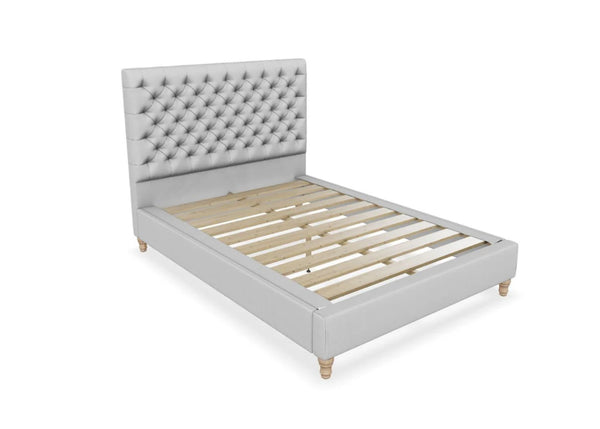 Harriet Fabric Bed Finished in Flat Weave Grey