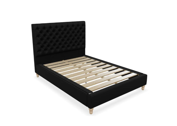 Harriet Fabric Bed, Finished in Faux Linen Black