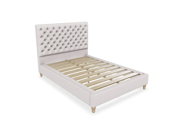 Harriet Fabric Bed, Finished in Flat Weave Putty Cream