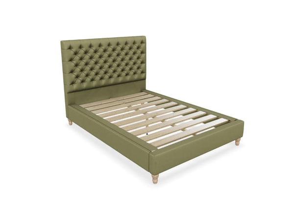 Harriet Fabric Bed Finished in Flat Weave Green