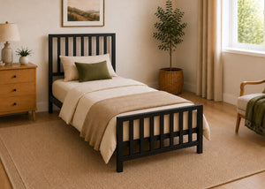 Holkham Black Metal Bed with Extra Strong Reinforced Mesh Base, Single Size