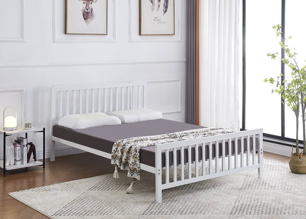 Holkham Metal Bed Base in White, with Mattress in Double Size