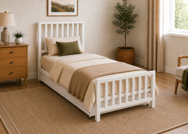 Holkham Black Metal Bed with Extra Strong Reinforced Mesh Base, with Walton Trundle and Mattress