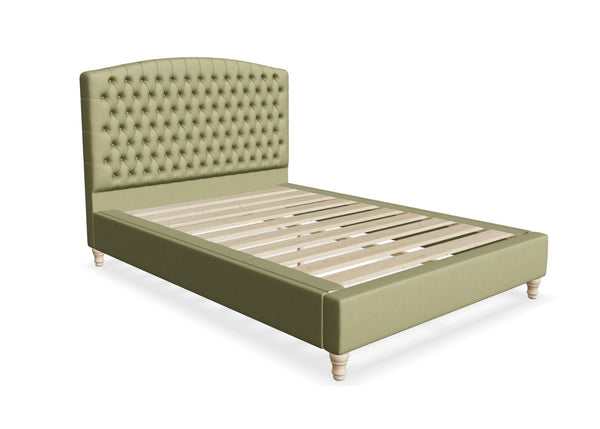 Seville Fabric Bed Finished in Flat Weave Green