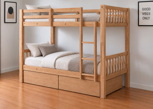 Kelling Oak Wooden Bunk with 2 Wooden Storage Drawers
