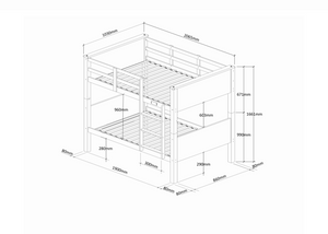 Langham Wooden Bunk Bed Dimensions