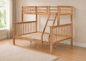 Kelling Triple Bunk Bed in Oak Finish, with Solid Pine Slats