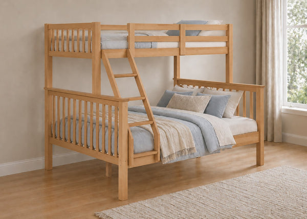 Kelling Triple Bunk Bed in Oak, with Mattresses and Universal Ladder