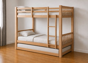 Kelling Oak Wooden Bunk with Trundle and Mattress