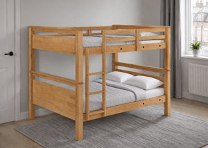 Langham Wooden Quad Bunk with Mattresses in Oak Finish (Universal Ladder)