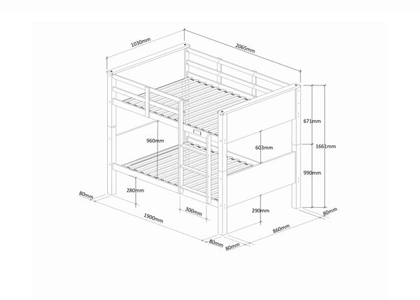 Langham HD Bunk Bed Dimensions