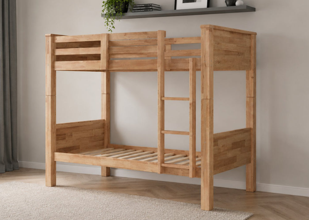 Langham HD Bunk Bed in Oak Finish, with Mattresses