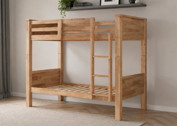 Langham HD Bunk Bed in Oak Finish, with Solid Slats