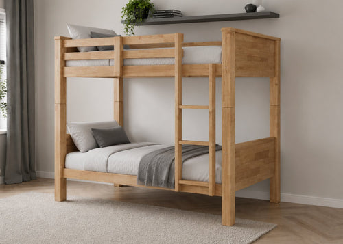 Langham HD Bunk Bed in Oak Finish, with Mattresses