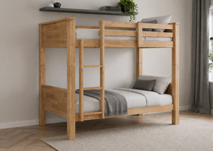 Langham HD Bunk Bed in Oak, with Mattresses and Universal Ladder