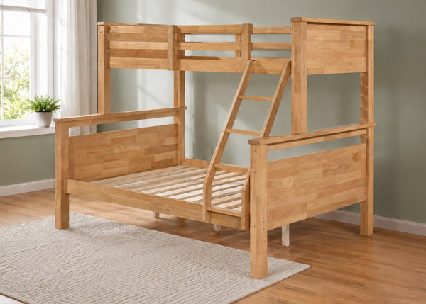 Langham bed in an oak finish with solid wooden slats
