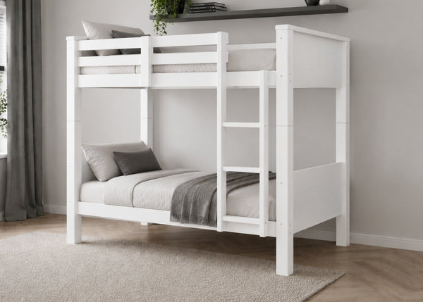 Langham HD Bunk Bed in White, with Mattresses