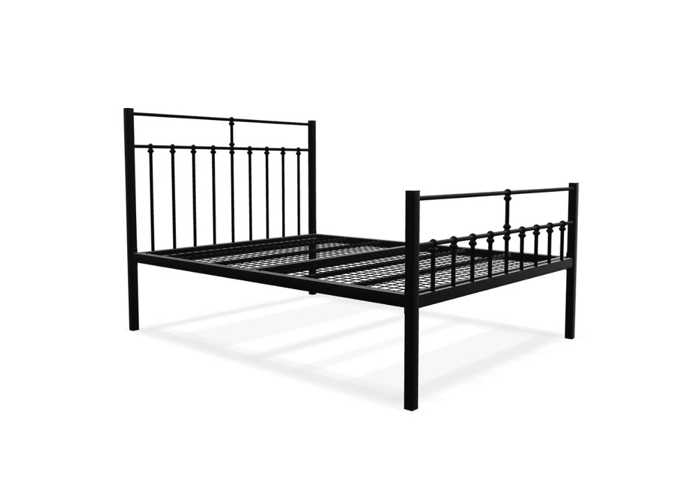 Lauren High End Metal Bed Frame in Black, with Reinforced Mesh Base