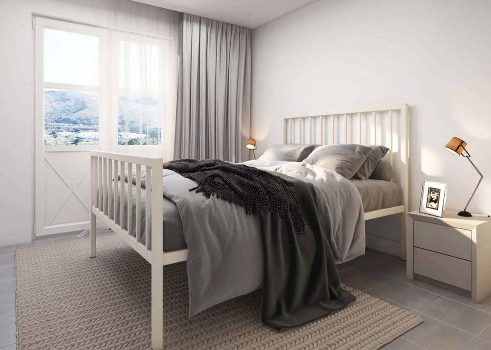 Mandy High End Metal Bed Frame in Black, with Reinforced Mesh Base