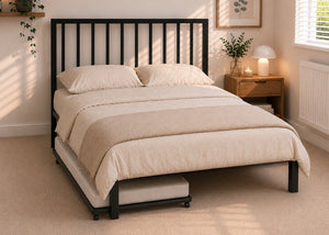 Mandy Black Metal Bed with Underbed Trundle
