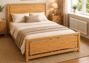 Messina Double Wooden Bed Finished in Antique