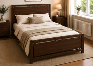 Messina Double Wooden Bed Finished in Chocolate