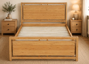 Messina Double Wooden Bed with Solid Wooden Slats