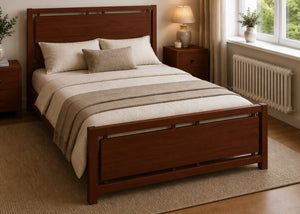 Messina Double Wooden Bed Finished in Mahogany