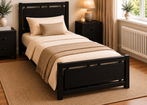 Messina Single Wooden Bed Finished in Black Ash