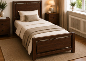 Messina Single Wooden Bed Finished in Chocolate
