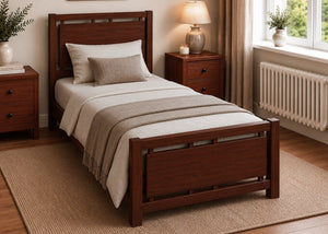 Messina Single Wooden Bed Finished in Mahogany